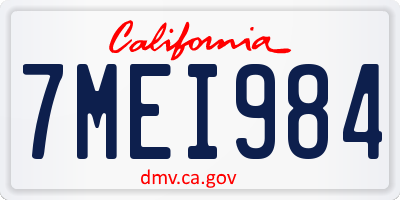 CA license plate 7MEI984