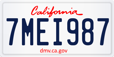 CA license plate 7MEI987