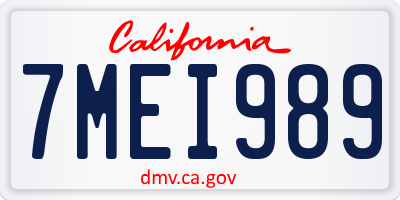 CA license plate 7MEI989