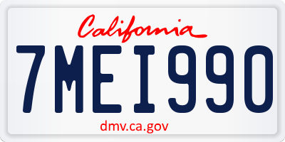 CA license plate 7MEI990