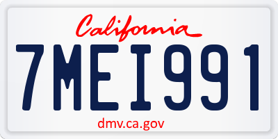 CA license plate 7MEI991