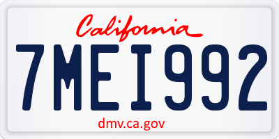 CA license plate 7MEI992