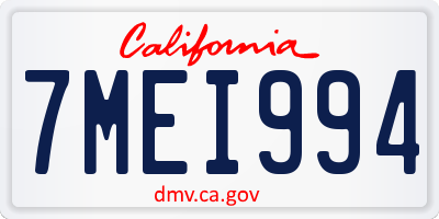 CA license plate 7MEI994