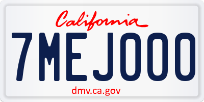 CA license plate 7MEJ000