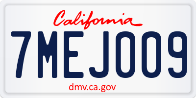 CA license plate 7MEJ009