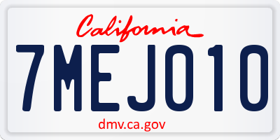 CA license plate 7MEJ010