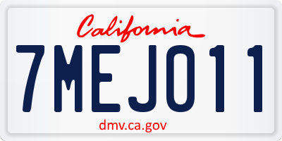 CA license plate 7MEJ011