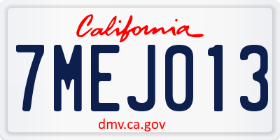 CA license plate 7MEJ013