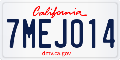 CA license plate 7MEJ014