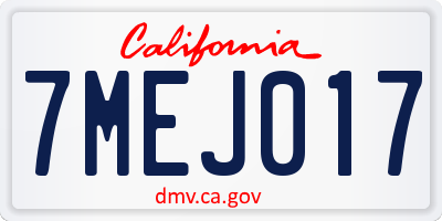 CA license plate 7MEJ017