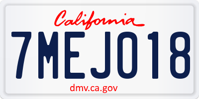 CA license plate 7MEJ018