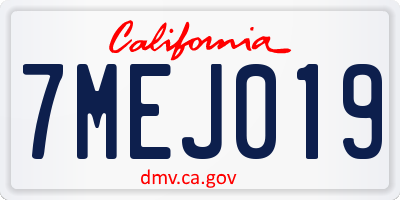CA license plate 7MEJ019