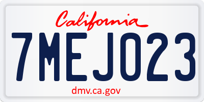 CA license plate 7MEJ023
