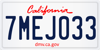 CA license plate 7MEJ033