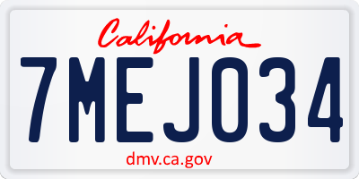 CA license plate 7MEJ034