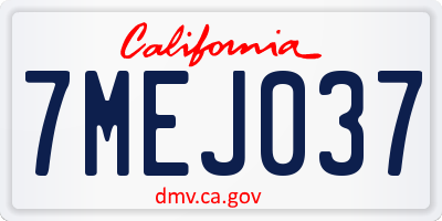 CA license plate 7MEJ037