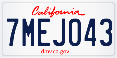 CA license plate 7MEJ043