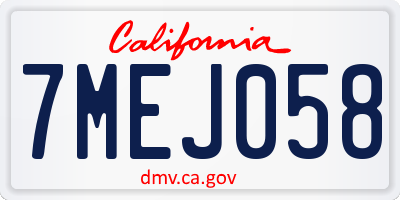 CA license plate 7MEJ058