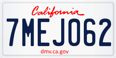 CA license plate 7MEJ062