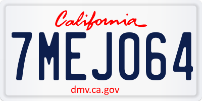 CA license plate 7MEJ064