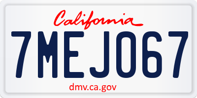 CA license plate 7MEJ067