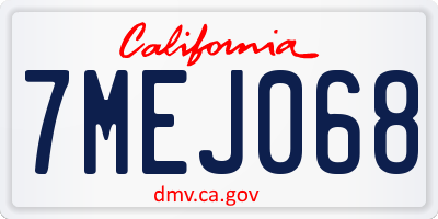 CA license plate 7MEJ068