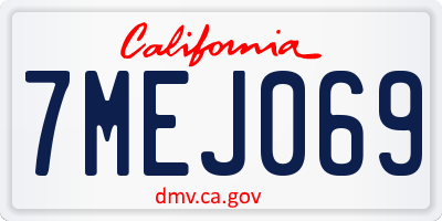 CA license plate 7MEJ069