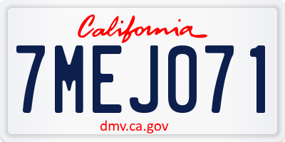 CA license plate 7MEJ071