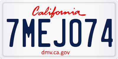 CA license plate 7MEJ074