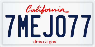 CA license plate 7MEJ077