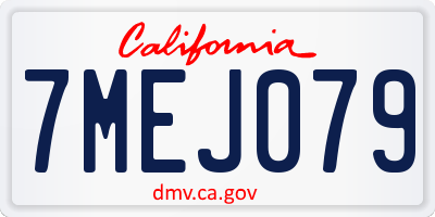 CA license plate 7MEJ079