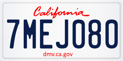 CA license plate 7MEJ080