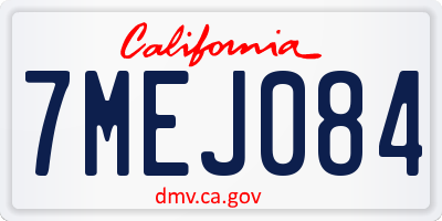 CA license plate 7MEJ084