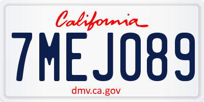 CA license plate 7MEJ089