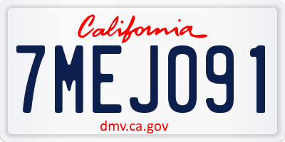 CA license plate 7MEJ091