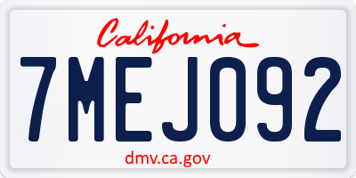 CA license plate 7MEJ092