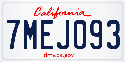 CA license plate 7MEJ093