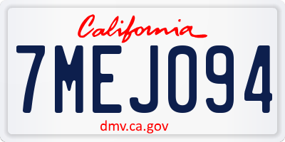 CA license plate 7MEJ094