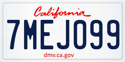 CA license plate 7MEJ099