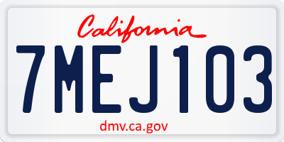 CA license plate 7MEJ103