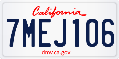 CA license plate 7MEJ106