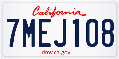 CA license plate 7MEJ108