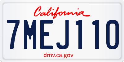 CA license plate 7MEJ110
