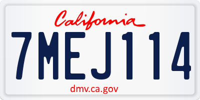 CA license plate 7MEJ114