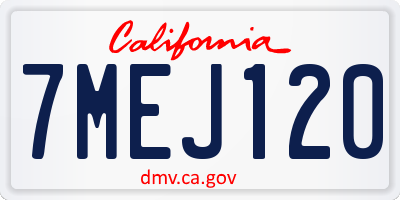 CA license plate 7MEJ120