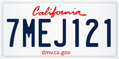 CA license plate 7MEJ121