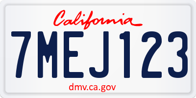 CA license plate 7MEJ123