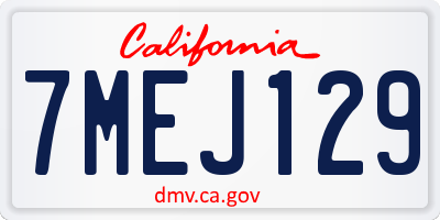 CA license plate 7MEJ129