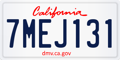 CA license plate 7MEJ131