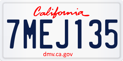 CA license plate 7MEJ135